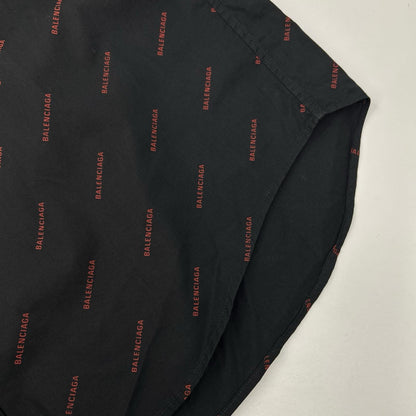 BALENCIAGA バレンシアガ 18年 534333 ブラック 長袖総柄シャツ トップス