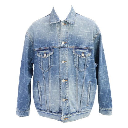 BALENCIAGA バレンシアガ 【美品/国内正規】625993 総ロゴ USED加工 オーバーサイズ デニムジャケット ジャケット