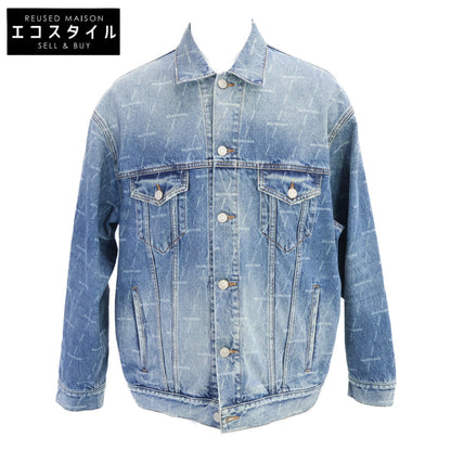 BALENCIAGA バレンシアガ 【美品/国内正規】625993 総ロゴ USED加工 オーバーサイズ デニムジャケット ジャケット