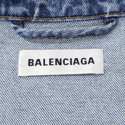 BALENCIAGA バレンシアガ 【美品/国内正規】625993 総ロゴ USED加工 オーバーサイズ デニムジャケット ジャケット