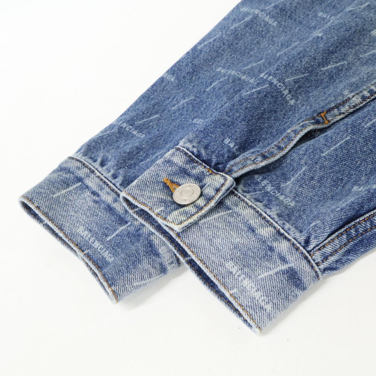 BALENCIAGA バレンシアガ 【美品/国内正規】625993 総ロゴ USED加工 オーバーサイズ デニムジャケット ジャケット