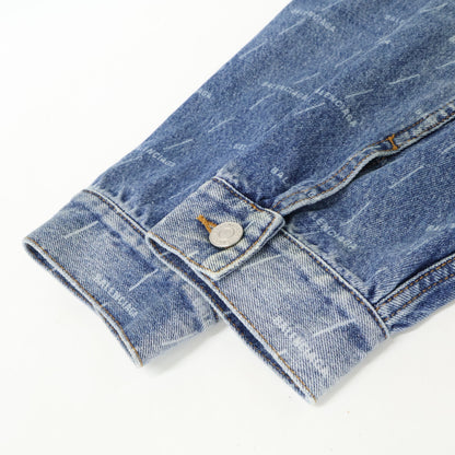 BALENCIAGA バレンシアガ 【美品/国内正規】625993 総ロゴ USED加工 オーバーサイズ デニムジャケット ジャケット
