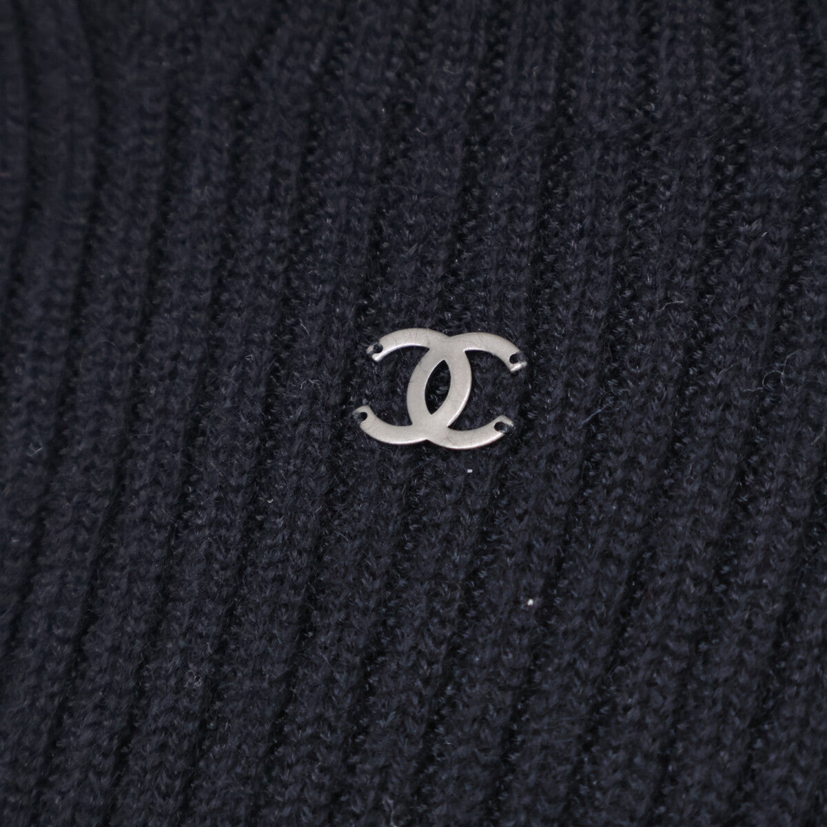 CHANEL シャネル 【国内正規】99A P13864V00681 ココマーク カシミヤ混 リブニット タートルネック ノースリーブロング ワンピース