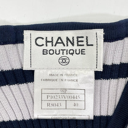 CHANEL シャネル 98P P10233V00445 グレー×ネイビー リブニットタンクトップ トップス