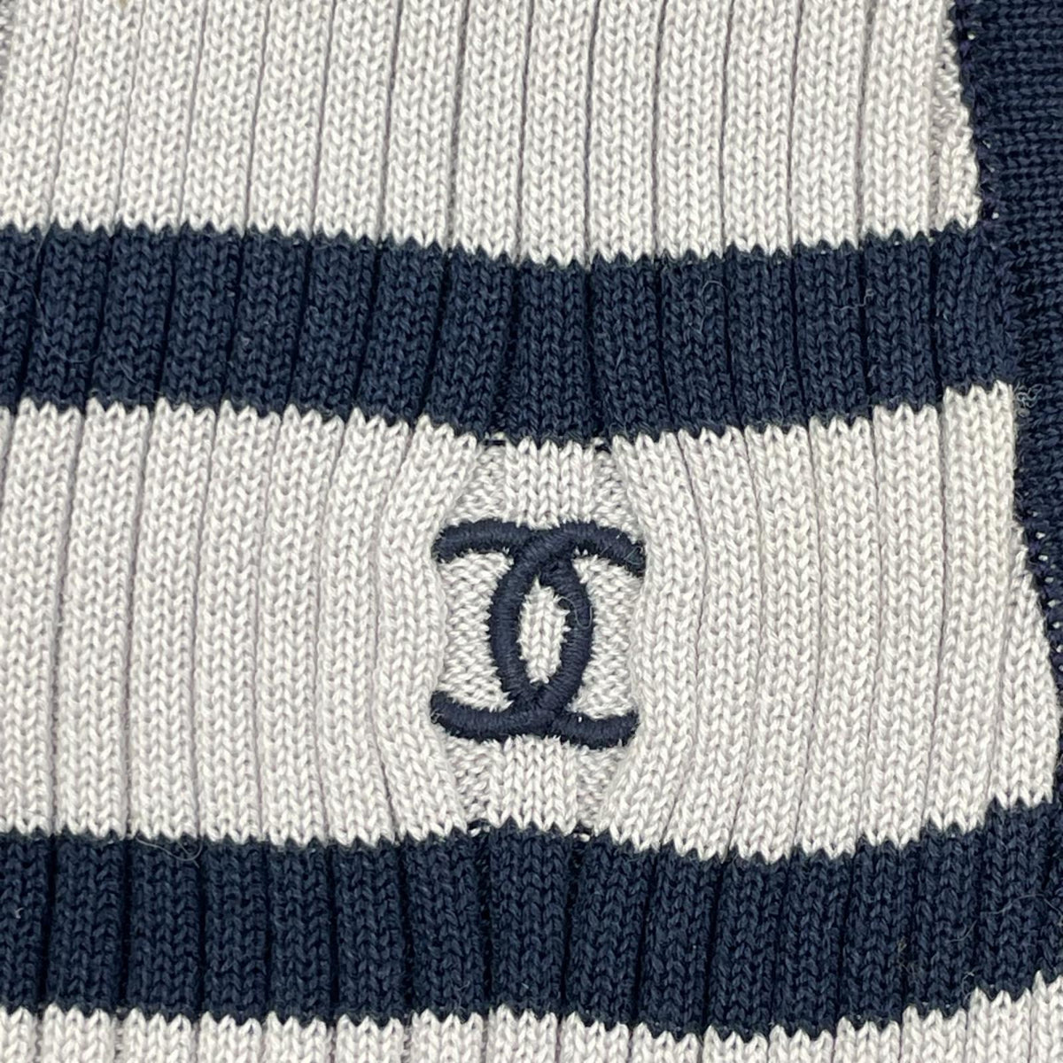 CHANEL シャネル 98P P10233V00445 グレー×ネイビー リブニットタンクトップ トップス
