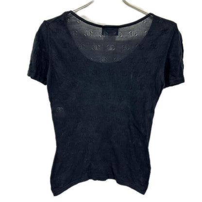 CHANEL シャネル 98P P10657V00452 ブラック 透かし編み ココマーク シルクニットカットソー Tシャツ トップス