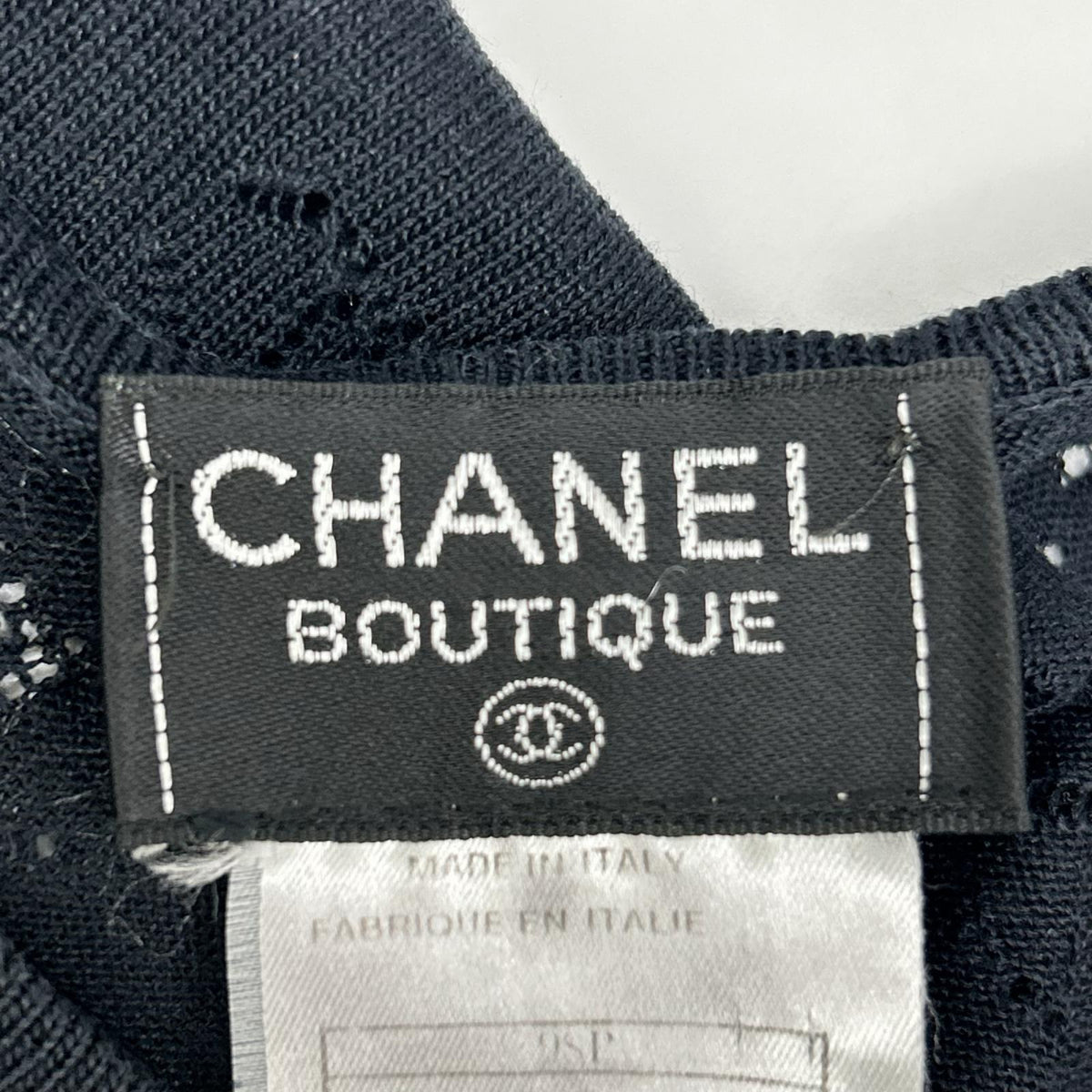 CHANEL シャネル 98P P10657V00452 ブラック 透かし編み ココマーク シルクニットカットソー Tシャツ トップス