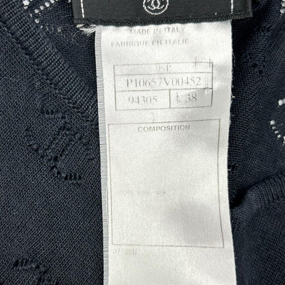 CHANEL シャネル 98P P10657V00452 ブラック 透かし編み ココマーク シルクニットカットソー Tシャツ トップス
