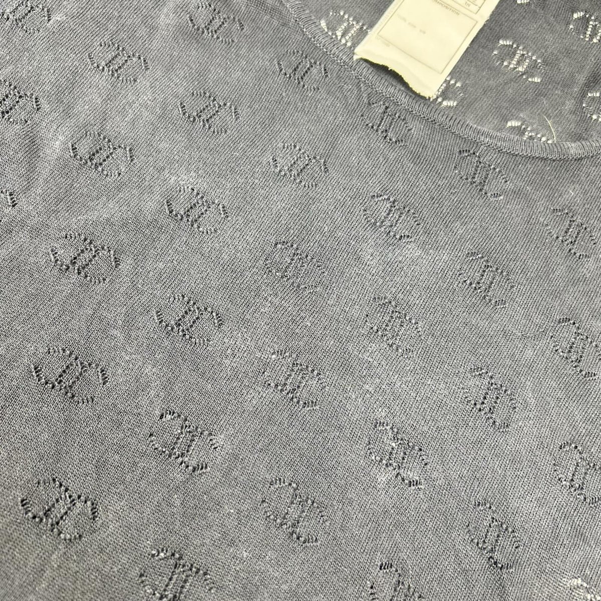 CHANEL シャネル 98P P10657V00452 ブラック 透かし編み ココマーク シルクニットカットソー Tシャツ トップス