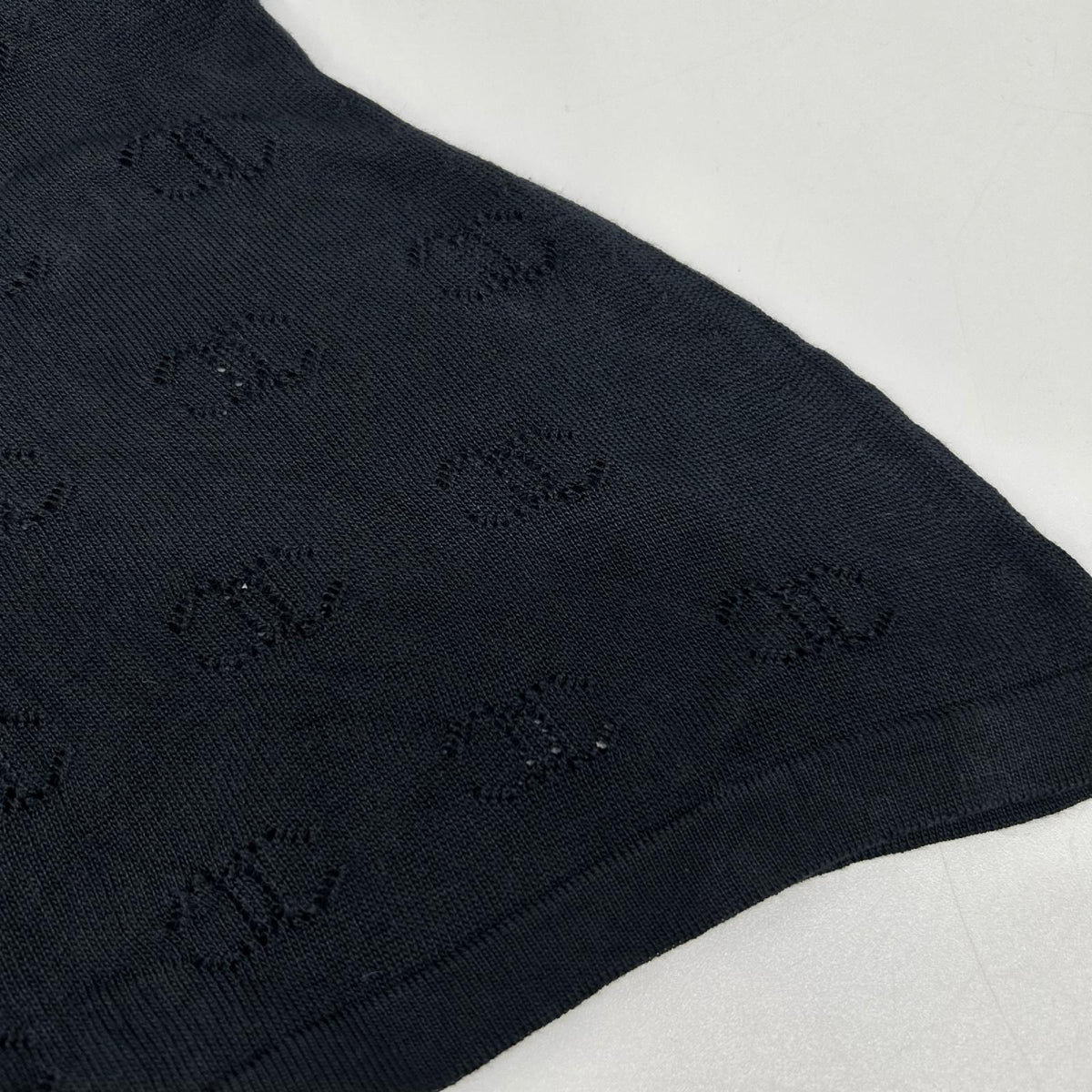 CHANEL シャネル 98P P10657V00452 ブラック 透かし編み ココマーク シルクニットカットソー Tシャツ トップス