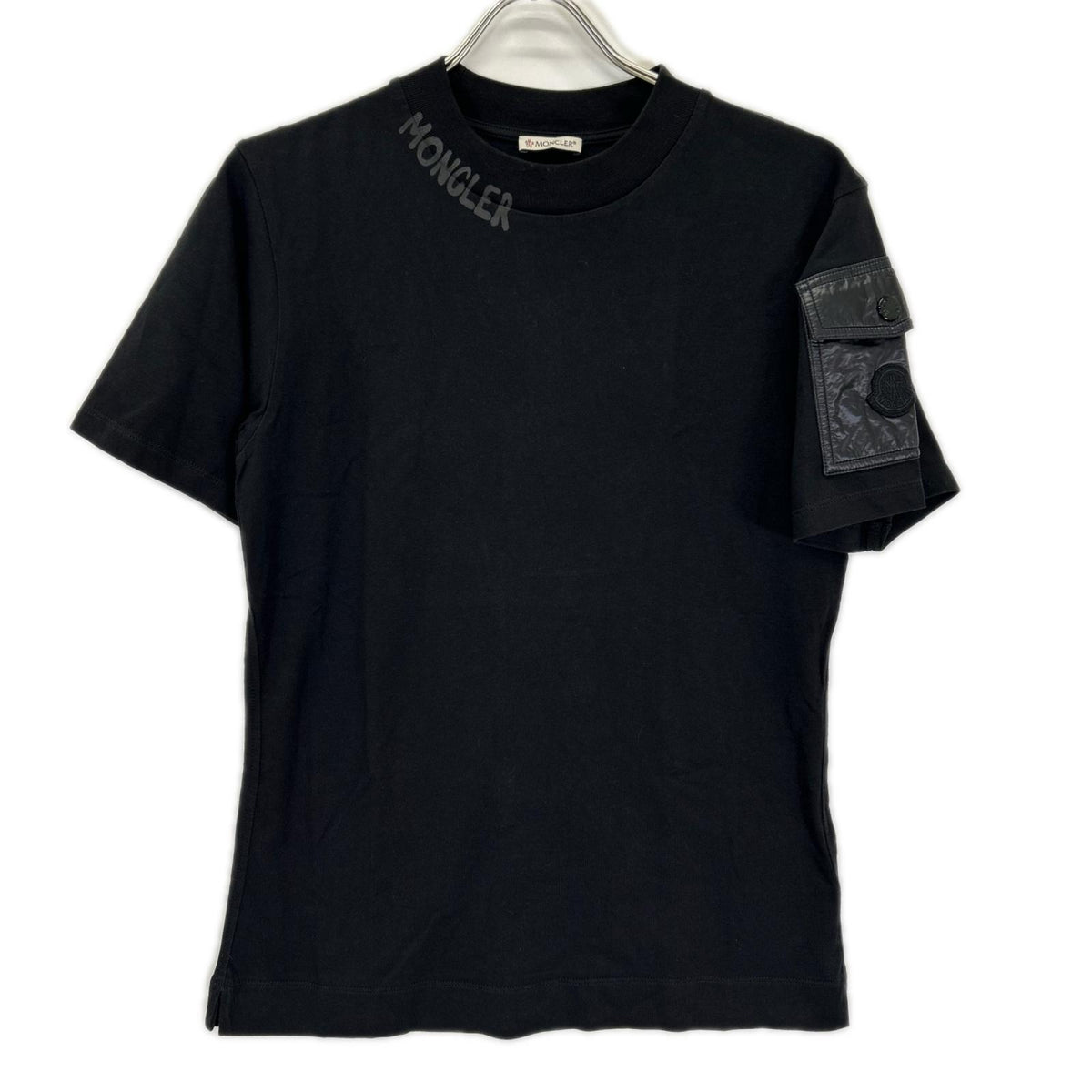 MONCLER モンクレール 21年 ブラック SS T-SHIRT ナイロンポケット ロゴ Tシャツ トップス