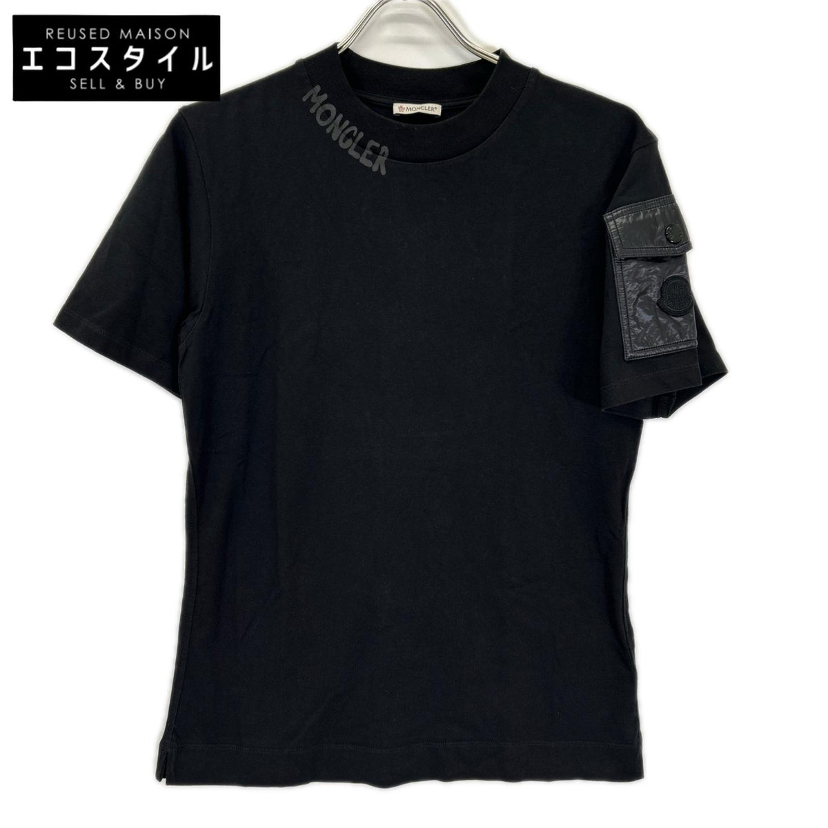 MONCLER モンクレール 21年 ブラック SS T-SHIRT ナイロンポケット ロゴ Tシャツ トップス