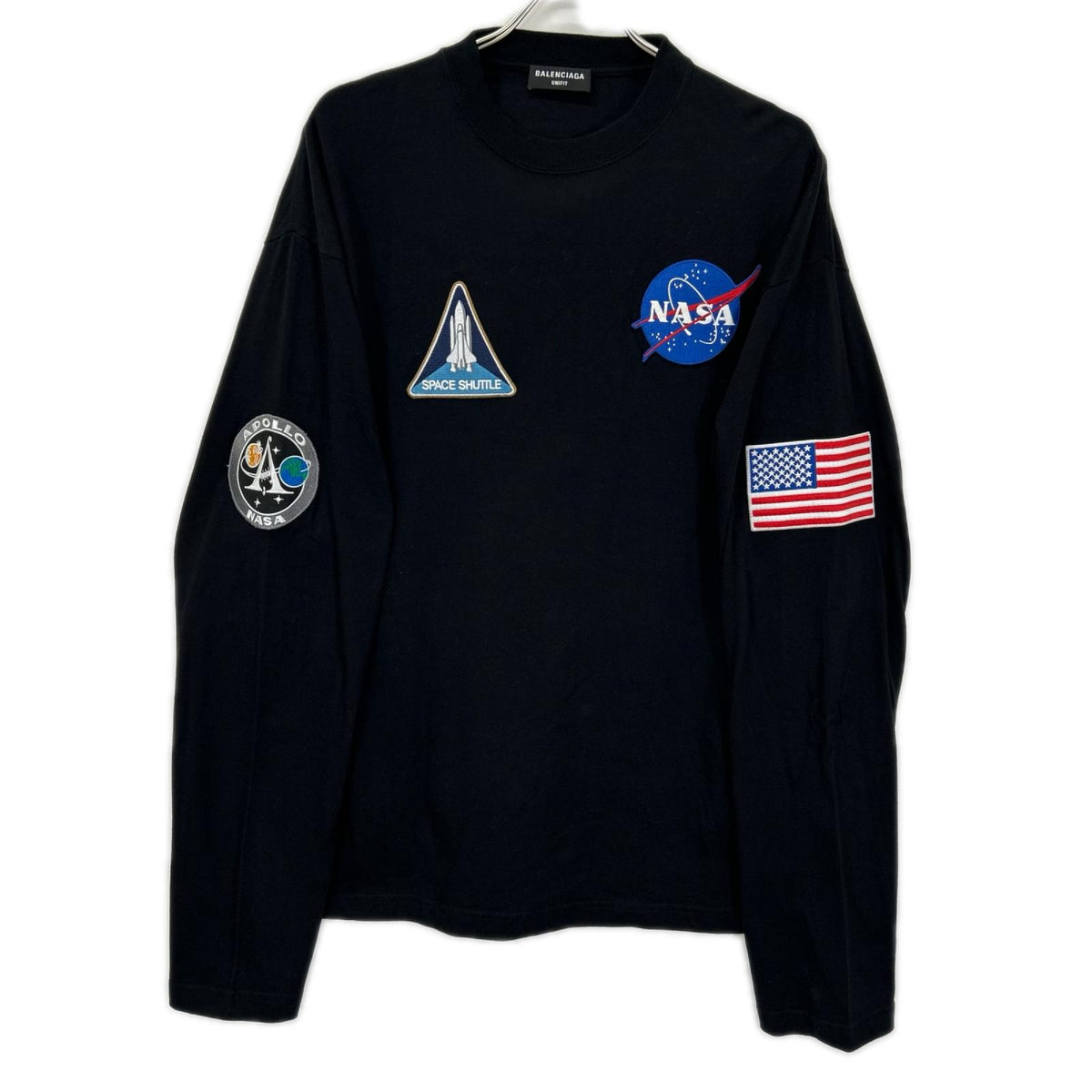 BALENCIAGA バレンシアガ 662496 21年 ユニフィット ×NASA ブラック 長袖Tシャツ トップス