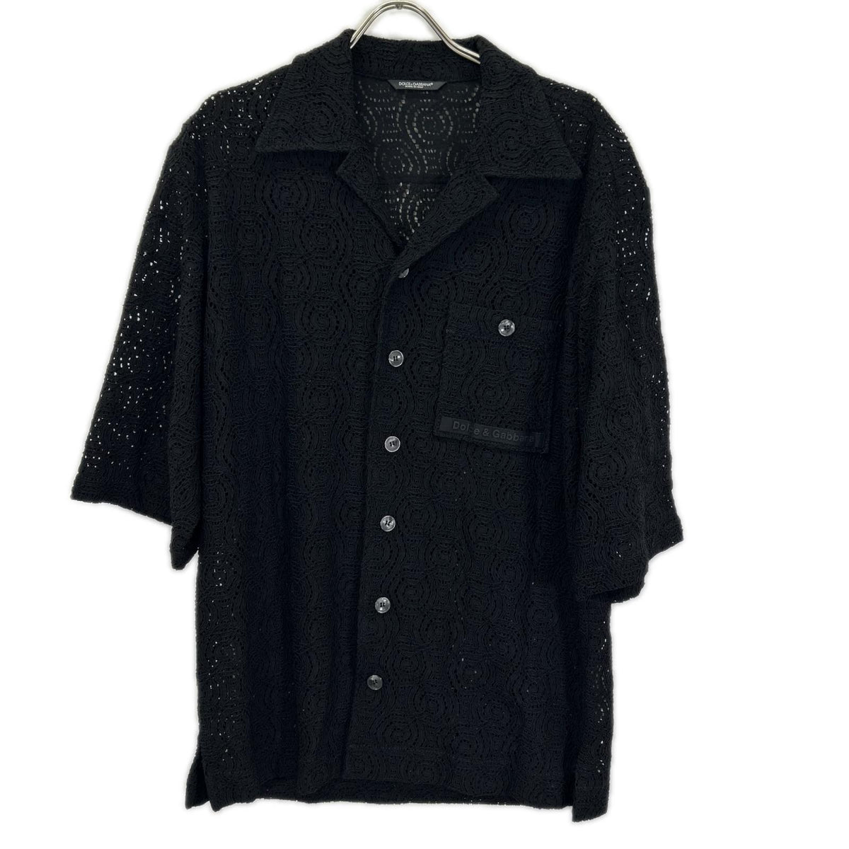 DOLCE&GABBANA ドルチェアンドガッバーナ G5JT7T/FLM9 ブラック 胸ポケットロゴ シースルーシャツ トップス