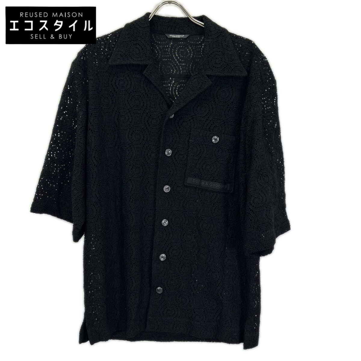 DOLCE&GABBANA ドルチェアンドガッバーナ G5JT7T/FLM9 ブラック 胸ポケットロゴ シースルーシャツ トップス