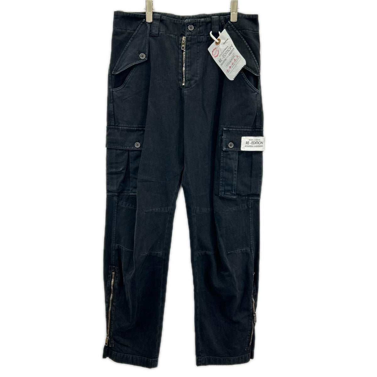 DOLCE&GABBANA ドルチェアンドガッバーナ GVL7HT G8I1 Re-Edition ブラック 裾ダブルジップ カーゴパンツ ボトムス