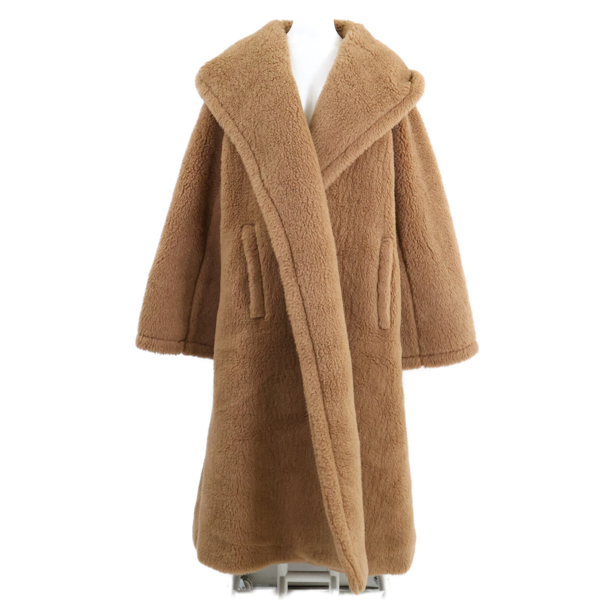 Max Mara マックスマーラ 【美品/国内正規】23101644366 APOGEO キャメルｘシルク テディベア フーディ コート