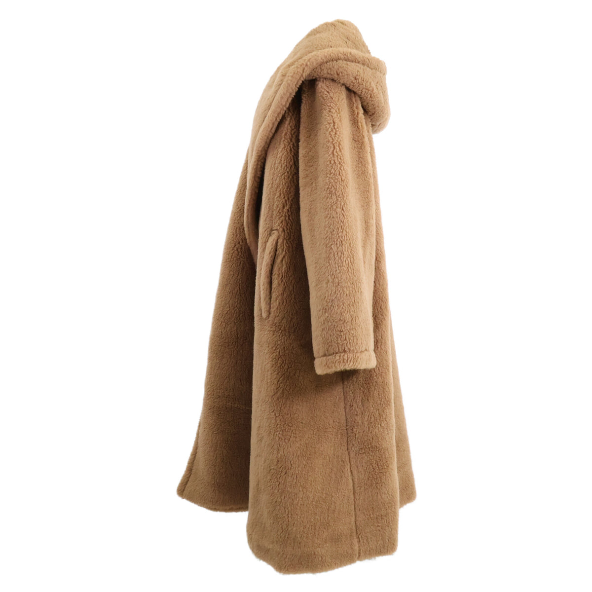 Max Mara マックスマーラ 【美品/国内正規】23101644366 APOGEO キャメルｘシルク テディベア フーディ コート