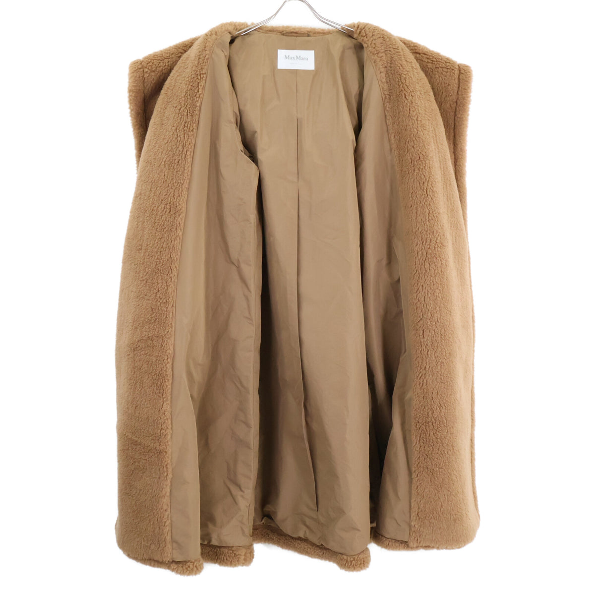 Max Mara マックスマーラ 【美品/国内正規】23101644366 APOGEO キャメルｘシルク テディベア フーディ コート