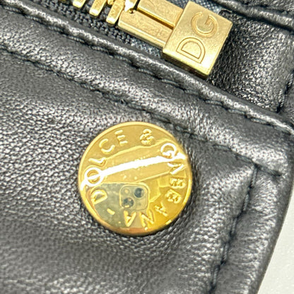 DOLCE&GABBANA ドルチェアンドガッバーナ F9829L/FUL89 ブラック×レオパ ラムレザーライダースジャケット ジャケット