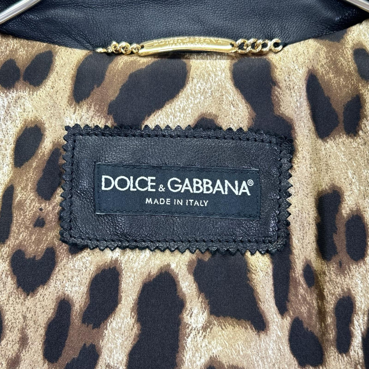 DOLCE&GABBANA ドルチェアンドガッバーナ F9829L/FUL89 ブラック×レオパ ラムレザーライダースジャケット ジャケット