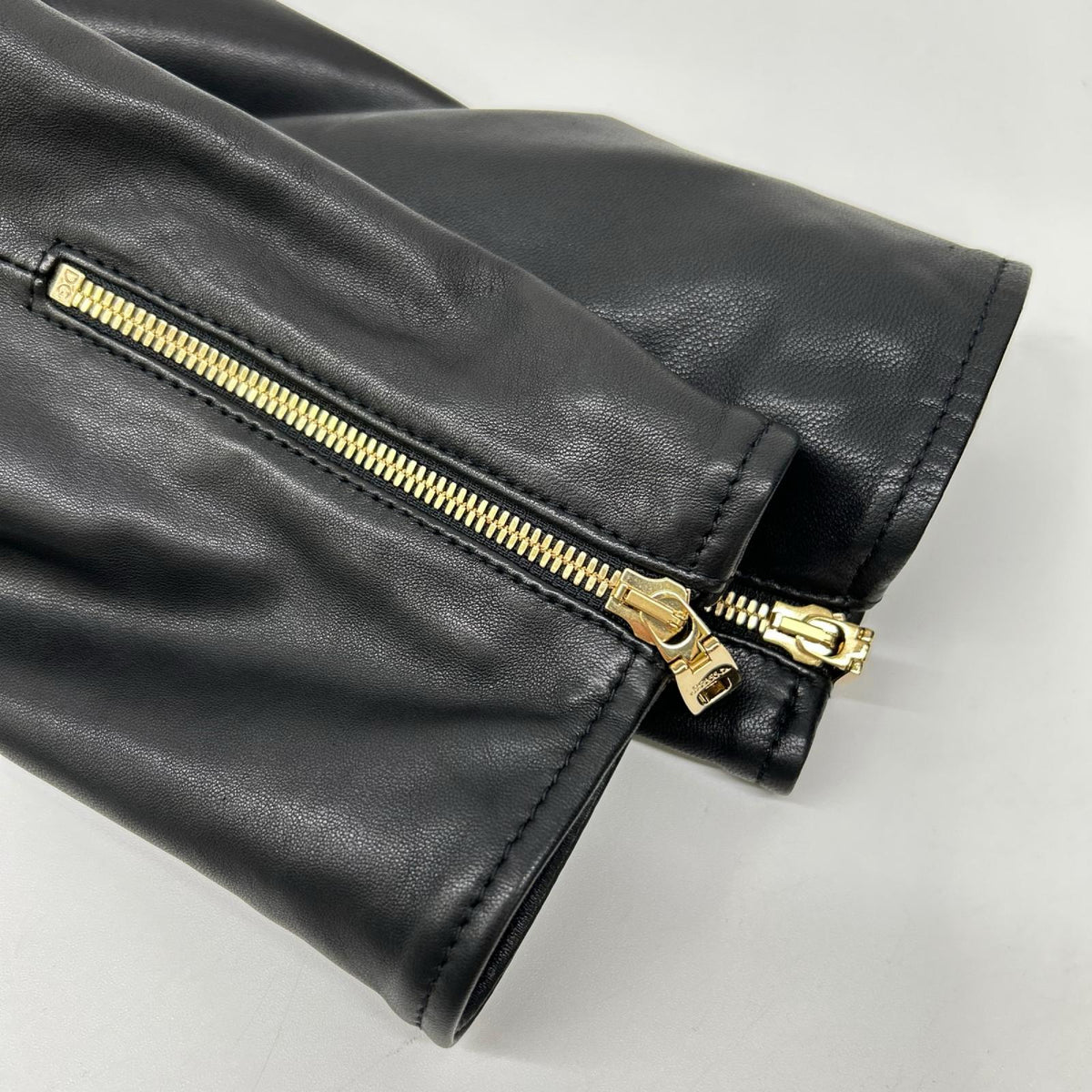 DOLCE&GABBANA ドルチェアンドガッバーナ F9829L/FUL89 ブラック×レオパ ラムレザーライダースジャケット ジャケット