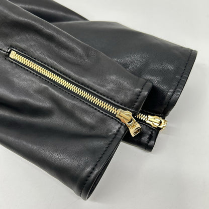 DOLCE&GABBANA ドルチェアンドガッバーナ F9829L/FUL89 ブラック×レオパ ラムレザーライダースジャケット ジャケット