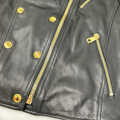 DOLCE&GABBANA ドルチェアンドガッバーナ F9829L/FUL89 ブラック×レオパ ラムレザーライダースジャケット ジャケット