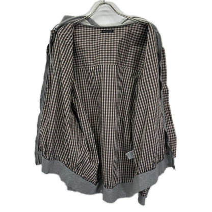 BALENCIAGA バレンシアガ 831570 グレー×チェック柄 レイヤード ジップアップフーディーパーカー トップス