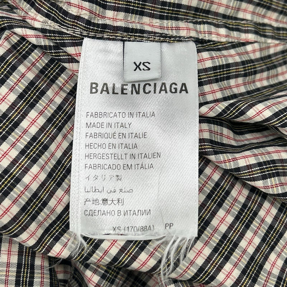 BALENCIAGA バレンシアガ 831570 グレー×チェック柄 レイヤード ジップアップフーディーパーカー トップス