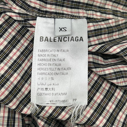 BALENCIAGA バレンシアガ 831570 グレー×チェック柄 レイヤード ジップアップフーディーパーカー トップス