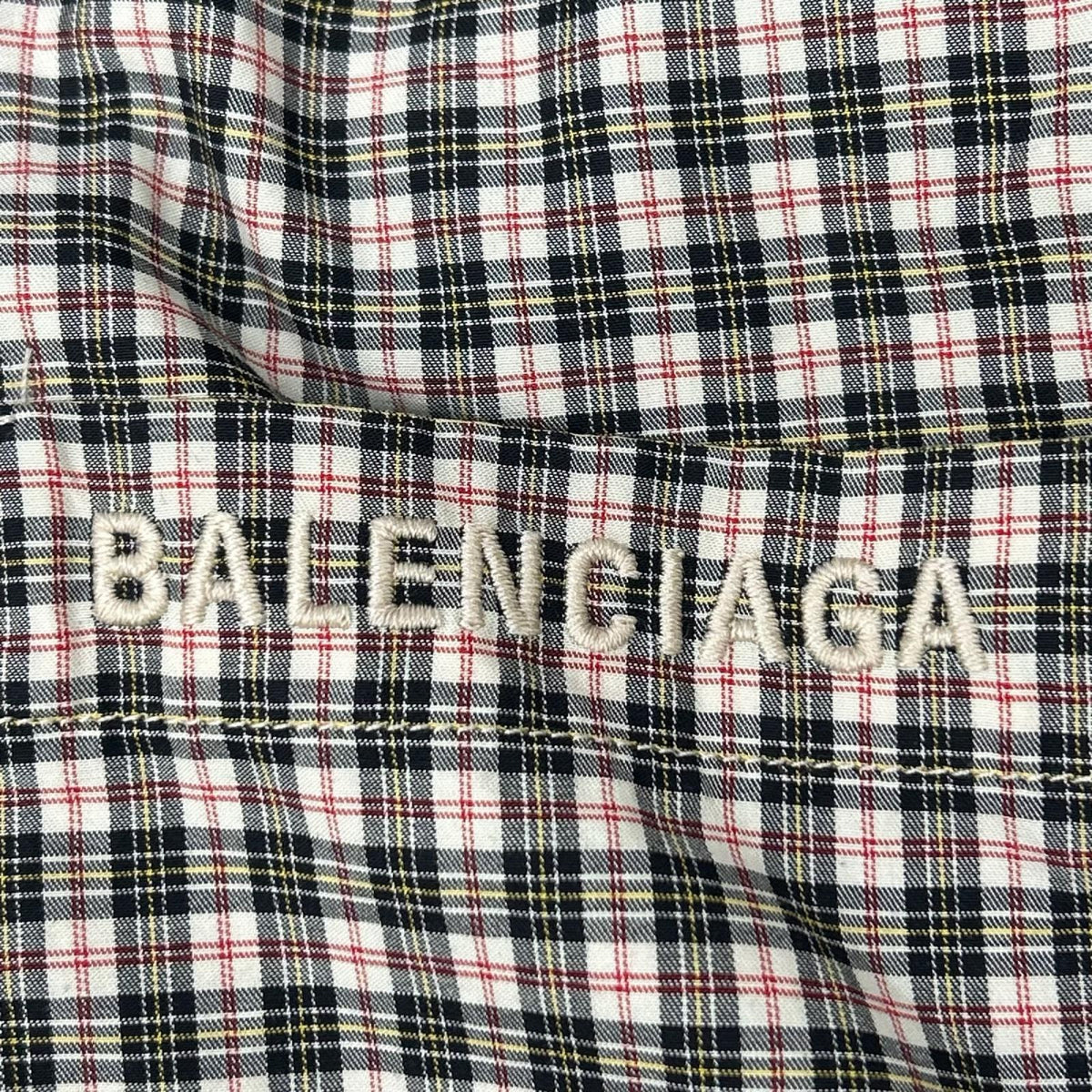 BALENCIAGA バレンシアガ 831570 グレー×チェック柄 レイヤード ジップアップフーディーパーカー トップス