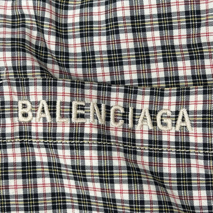 BALENCIAGA バレンシアガ 831570 グレー×チェック柄 レイヤード ジップアップフーディーパーカー トップス