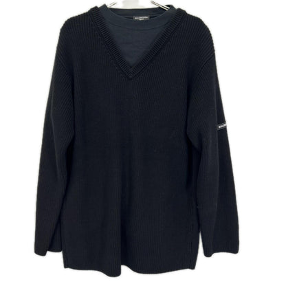 BALENCIAGA バレンシアガ 678555 21年 ブラック レイヤードニット トップス