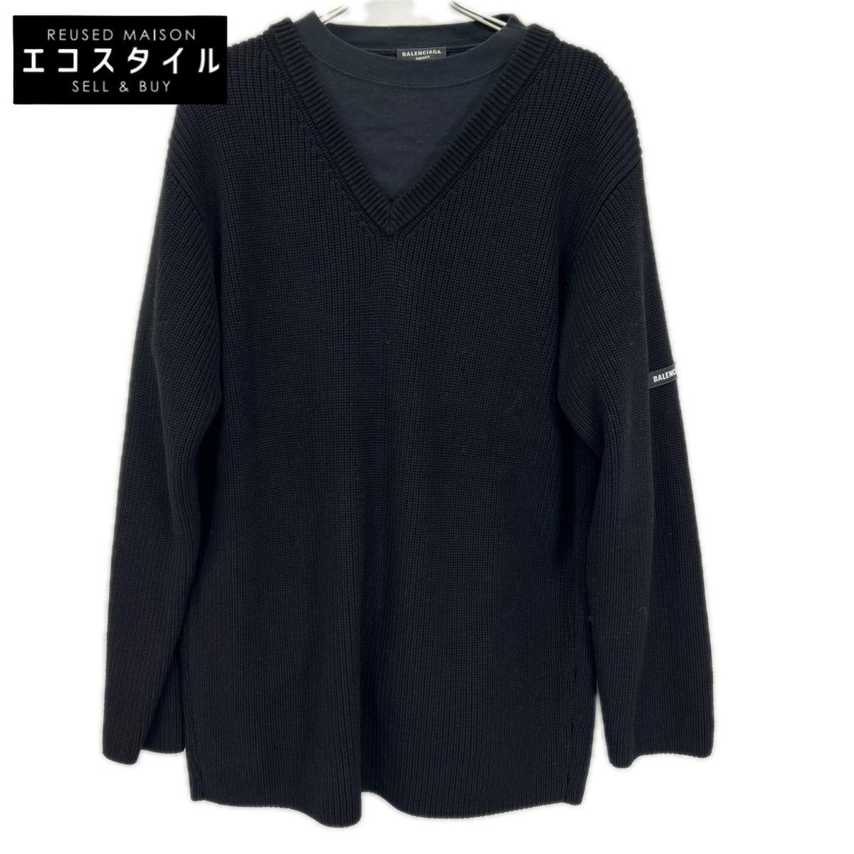 BALENCIAGA バレンシアガ 678555 21年 ブラック レイヤードニット トップス