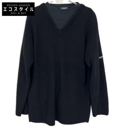 BALENCIAGA バレンシアガ 678555 21年 ブラック レイヤードニット トップス