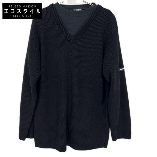 BALENCIAGA バレンシアガ 678555 21年 ブラック レイヤードニット トップス