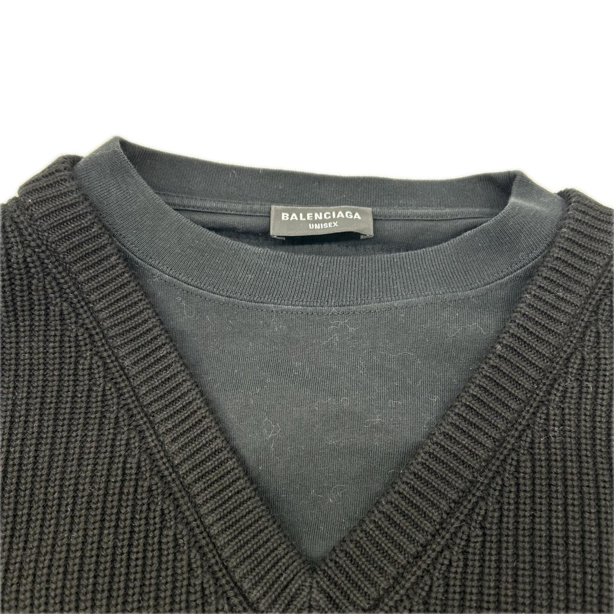 BALENCIAGA バレンシアガ 678555 21年 ブラック レイヤードニット トップス