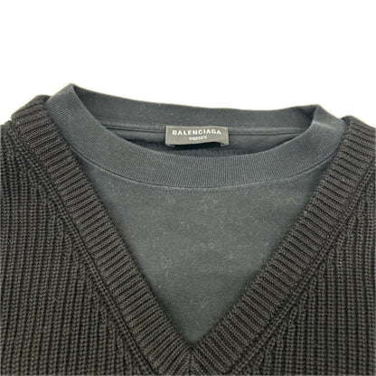 BALENCIAGA バレンシアガ 678555 21年 ブラック レイヤードニット トップス