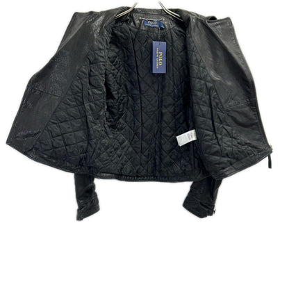 POLObyRalphLauren ポロラルフローレン ブラック バッファローレザー ダブルライダースジャケット ジャケット
