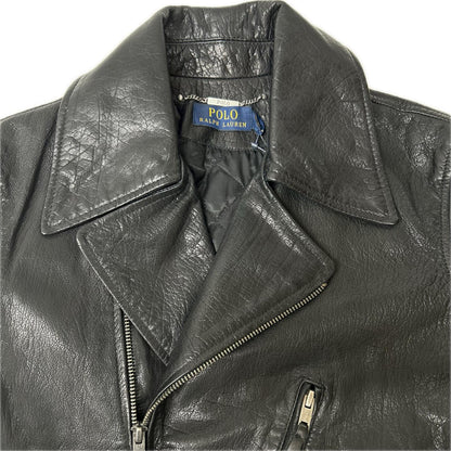 POLObyRalphLauren ポロラルフローレン ブラック バッファローレザー ダブルライダースジャケット ジャケット