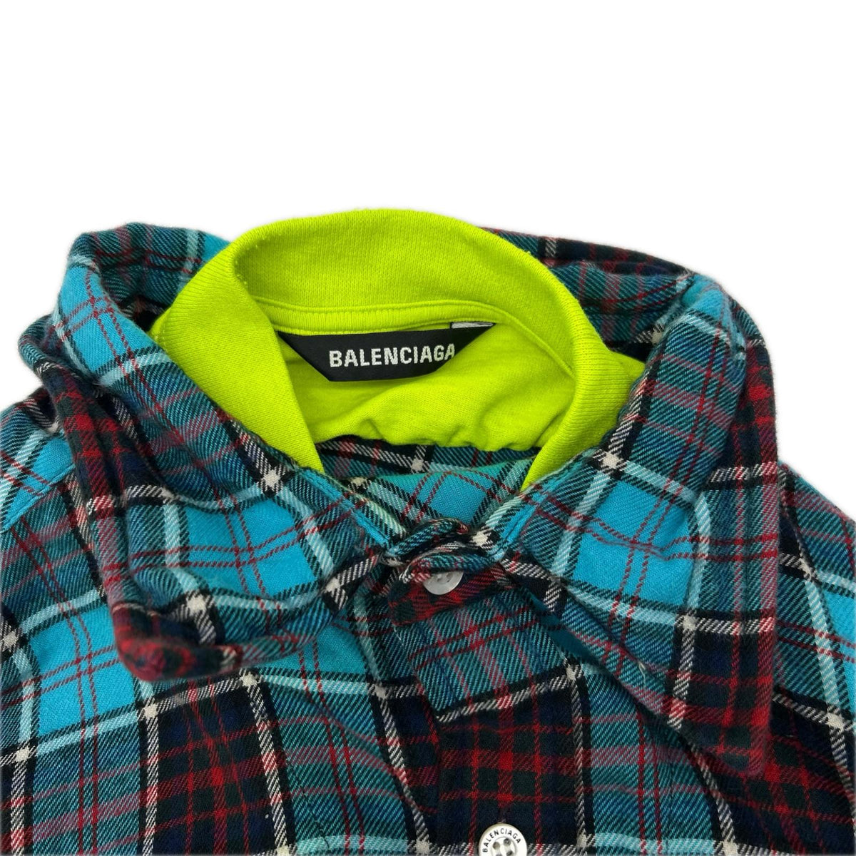 BALENCIAGA バレンシアガ 699371 トロンプルイユ ドッキングチェック長袖シャツ トップス