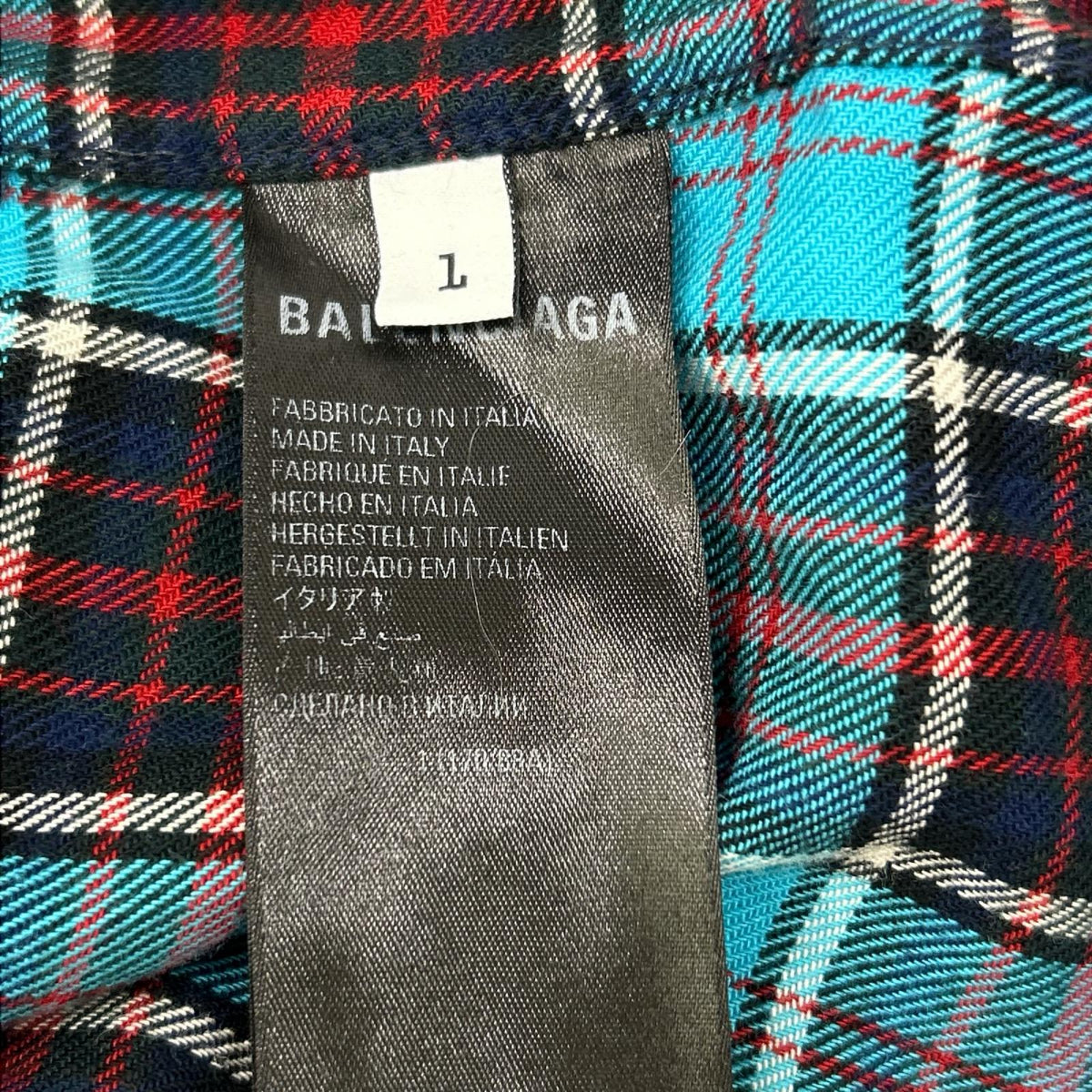 BALENCIAGA バレンシアガ 699371 トロンプルイユ ドッキングチェック長袖シャツ トップス
