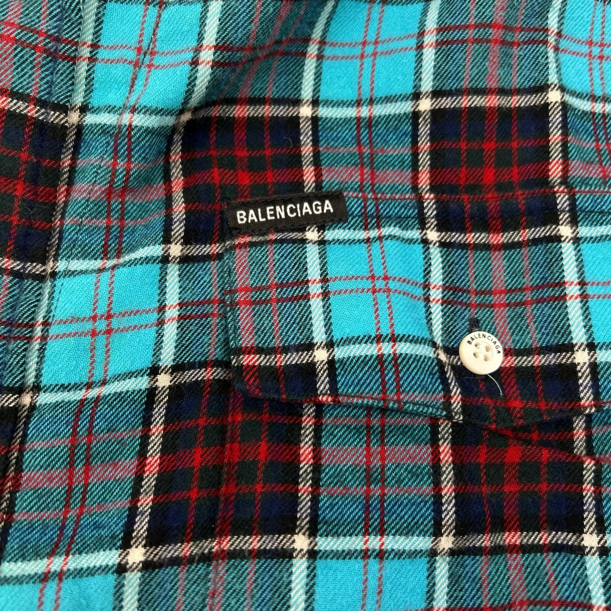 BALENCIAGA バレンシアガ 699371 トロンプルイユ ドッキングチェック長袖シャツ トップス