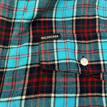 BALENCIAGA バレンシアガ 699371 トロンプルイユ ドッキングチェック長袖シャツ トップス