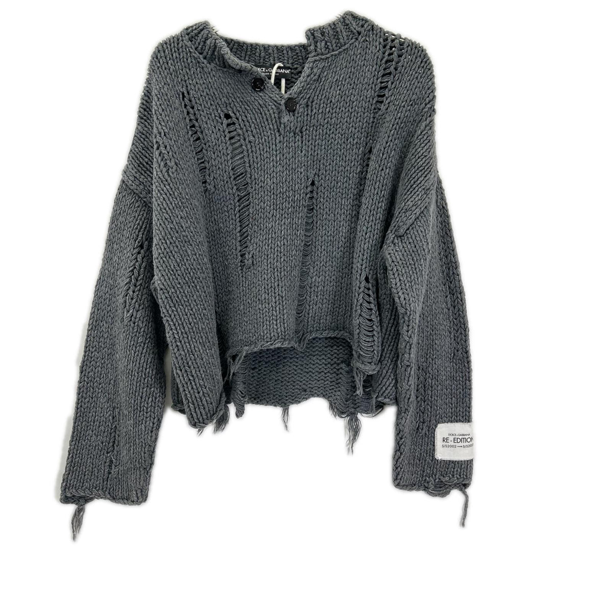 DOLCE&GABBANA ドルチェアンドガッバーナ GXO82T/JEMV1 RE-EDITION グレー ダメージ加工セーター トップス