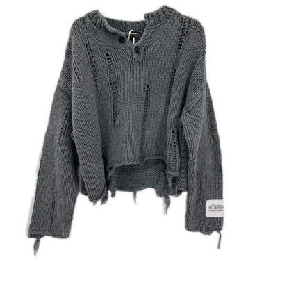 DOLCE&GABBANA ドルチェアンドガッバーナ GXO82T/JEMV1 RE-EDITION グレー ダメージ加工セーター トップス
