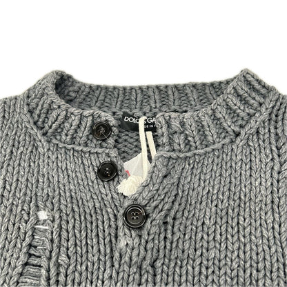 DOLCE&GABBANA ドルチェアンドガッバーナ GXO82T/JEMV1 RE-EDITION グレー ダメージ加工セーター トップス