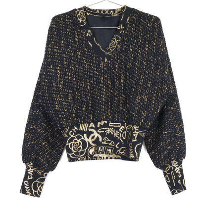 CHANEL シャネル 【美品/国内正規】P61818V47066 ツイード Vネック 長袖ニットセーター トップス