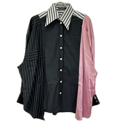 DOLCE&GABBANA ドルチェアンドガッバーナ F5P52T/GDAI9 フェイクパールボタン 袖スパンコール シャツ トップス